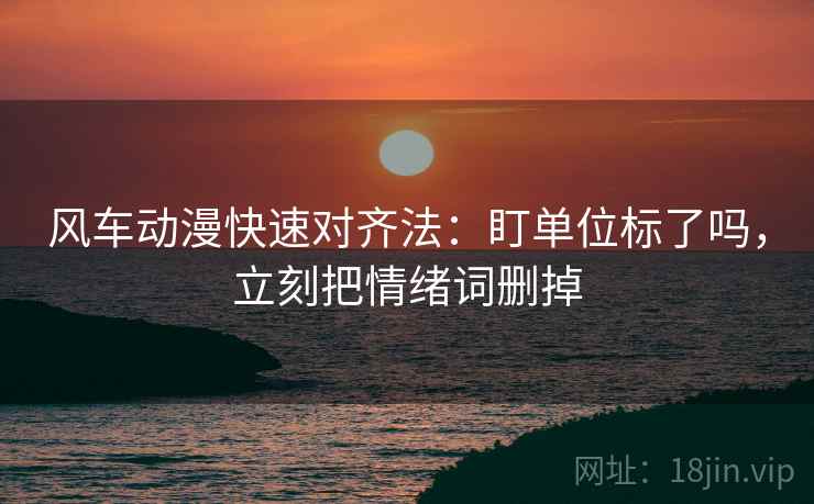 风车动漫快速对齐法:盯单位标了吗,立刻把情绪词删掉 风车动漫快速对齐法:盯单位标了吗,立刻把情绪词删掉